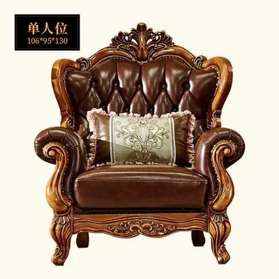 High-End European Leather Sofa Set