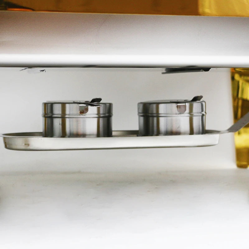 Luxury Restaurant Hotel Roll Top Chaffers Chafing Dish Stainless Steel Commercial Gold Heater Buffet Food Warmer Set