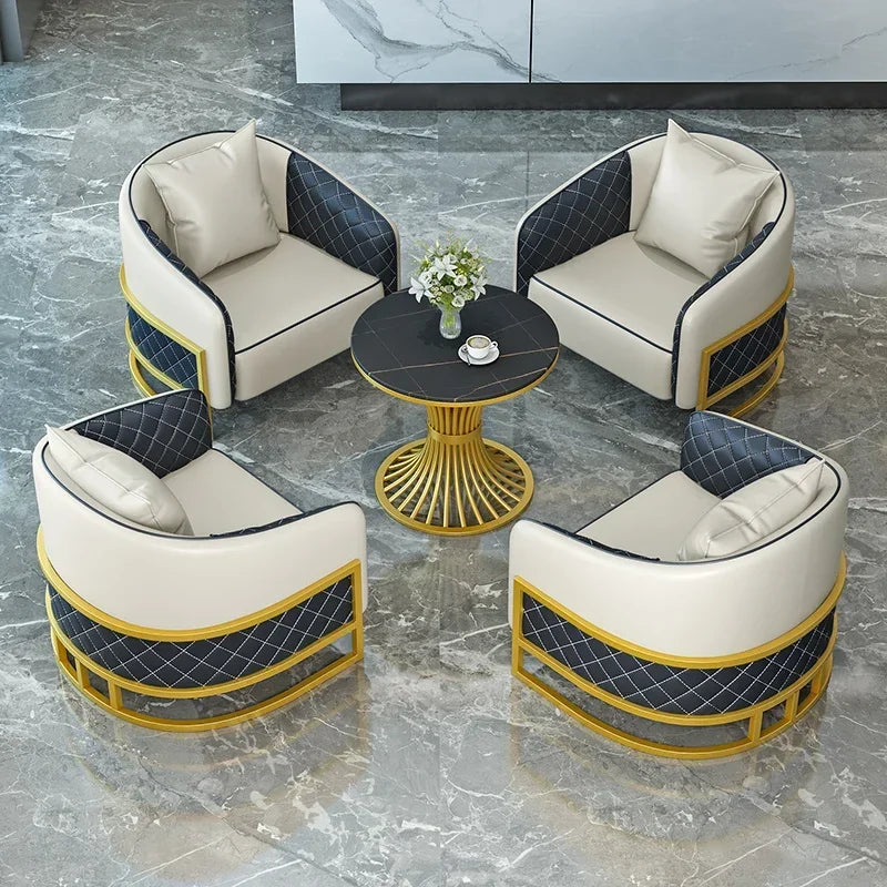 Light luxury Leisure Inn Hotel lobby reception sales office to negotiate tables and chairs office leather sofa coffee table set