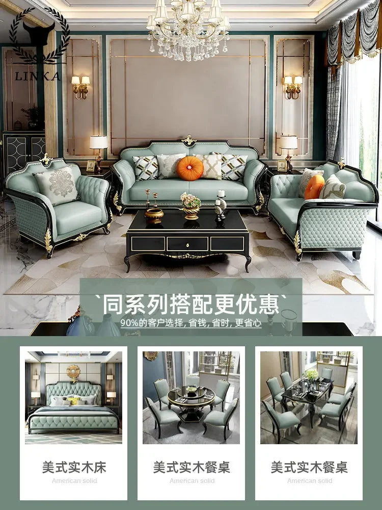 Light Luxury Sofa Set. Crafted in French European Leather.