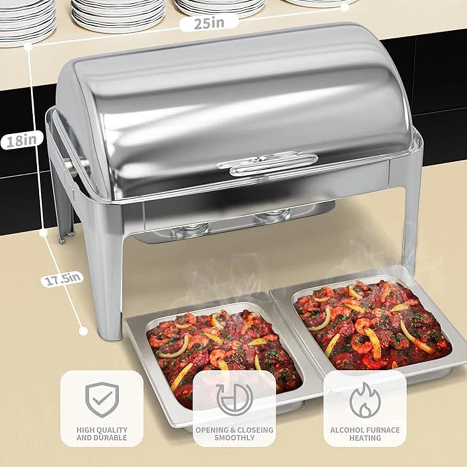 ZC201-1 Roll Top Chafing Dish Buffet Set Commercial Chafer for Catering Rolling Buffet Servers and Warmers