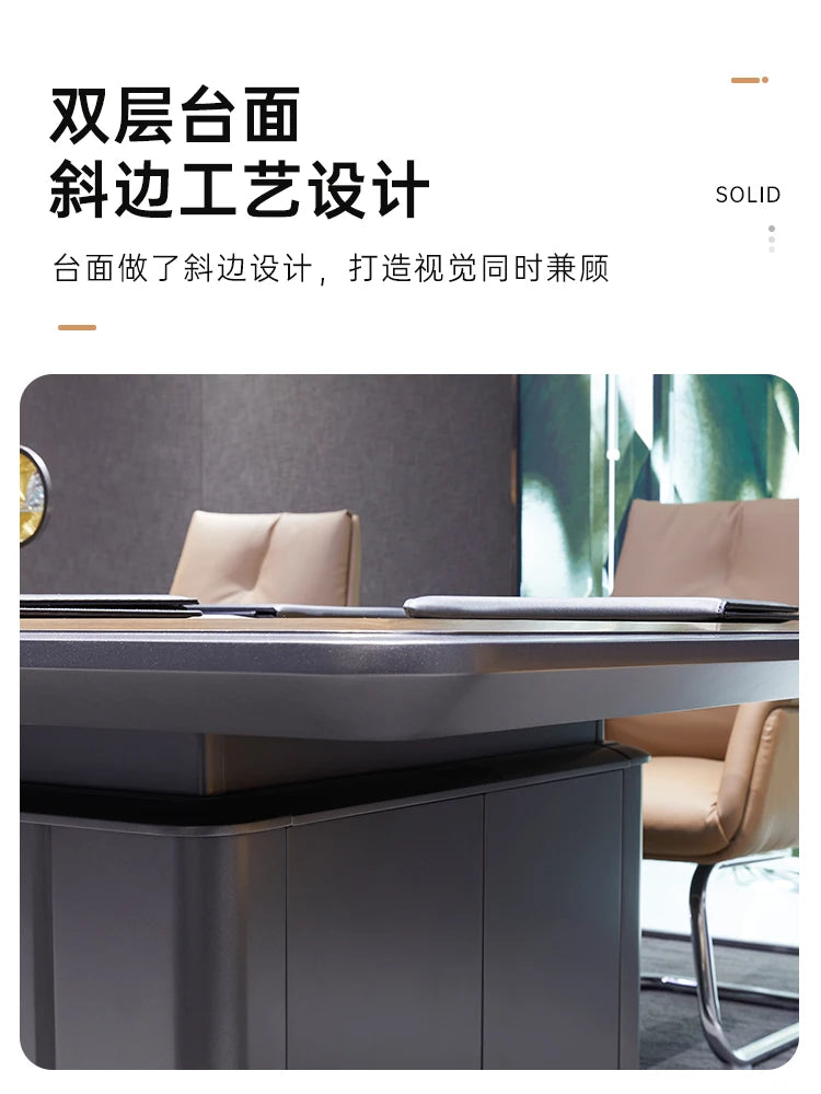 High-End Conference Table & Chair Set – Long, Light Luxury, Business Office Furniture