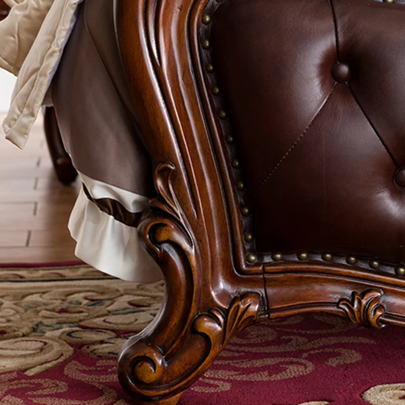 High quality European solid wood double bed wedding bed American furniture 1.8m master bedroom leather soft leather princess bed