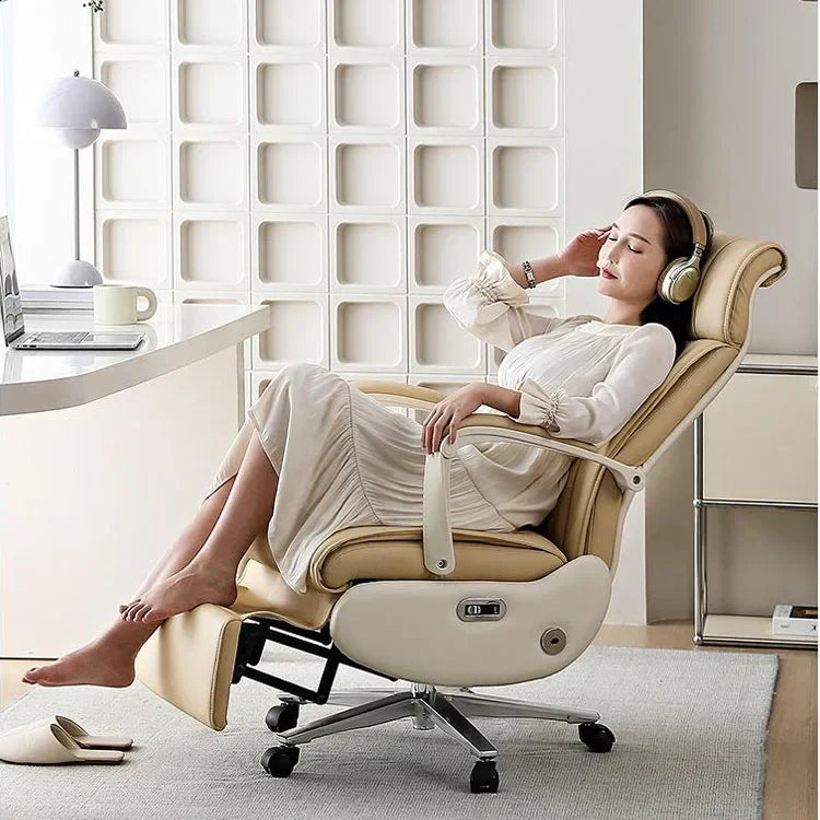 Genuine Leather Electric Boss Swivel Recliner for Home Office