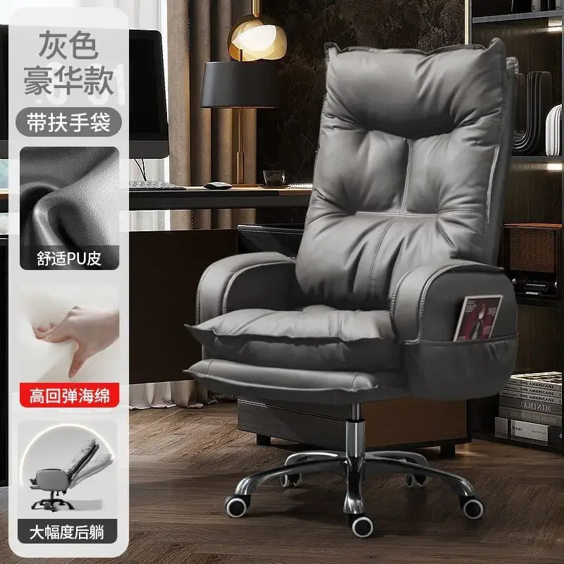 Luxury Office Chair: Comfortable Gaming Chair with Wheels and Rotating Footrest