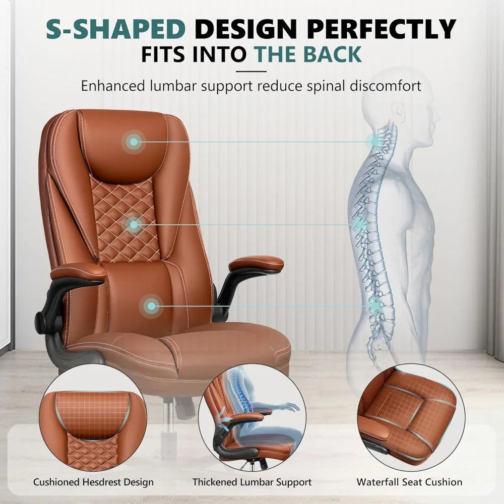 Office Chair Executive Office Chair Ergonomic Leather Chair with Lumbar Support High Back Home Office Chairs