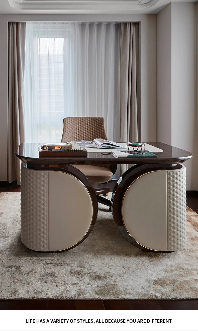 Italian light luxury desk household computer desk solid wood desk