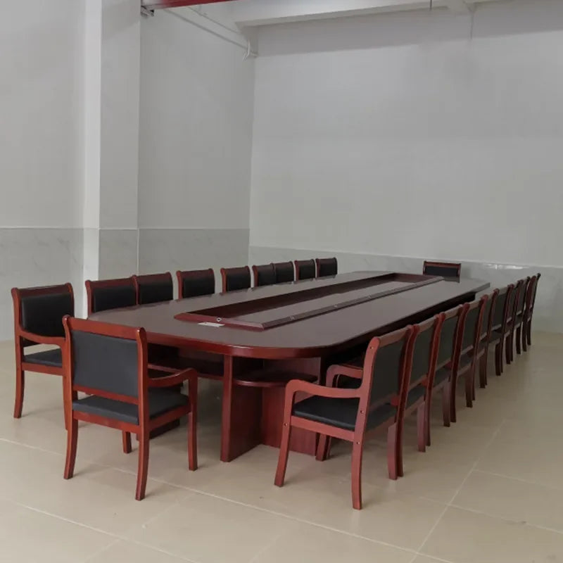 Large table solid wood, meeting room table and chair combination oval