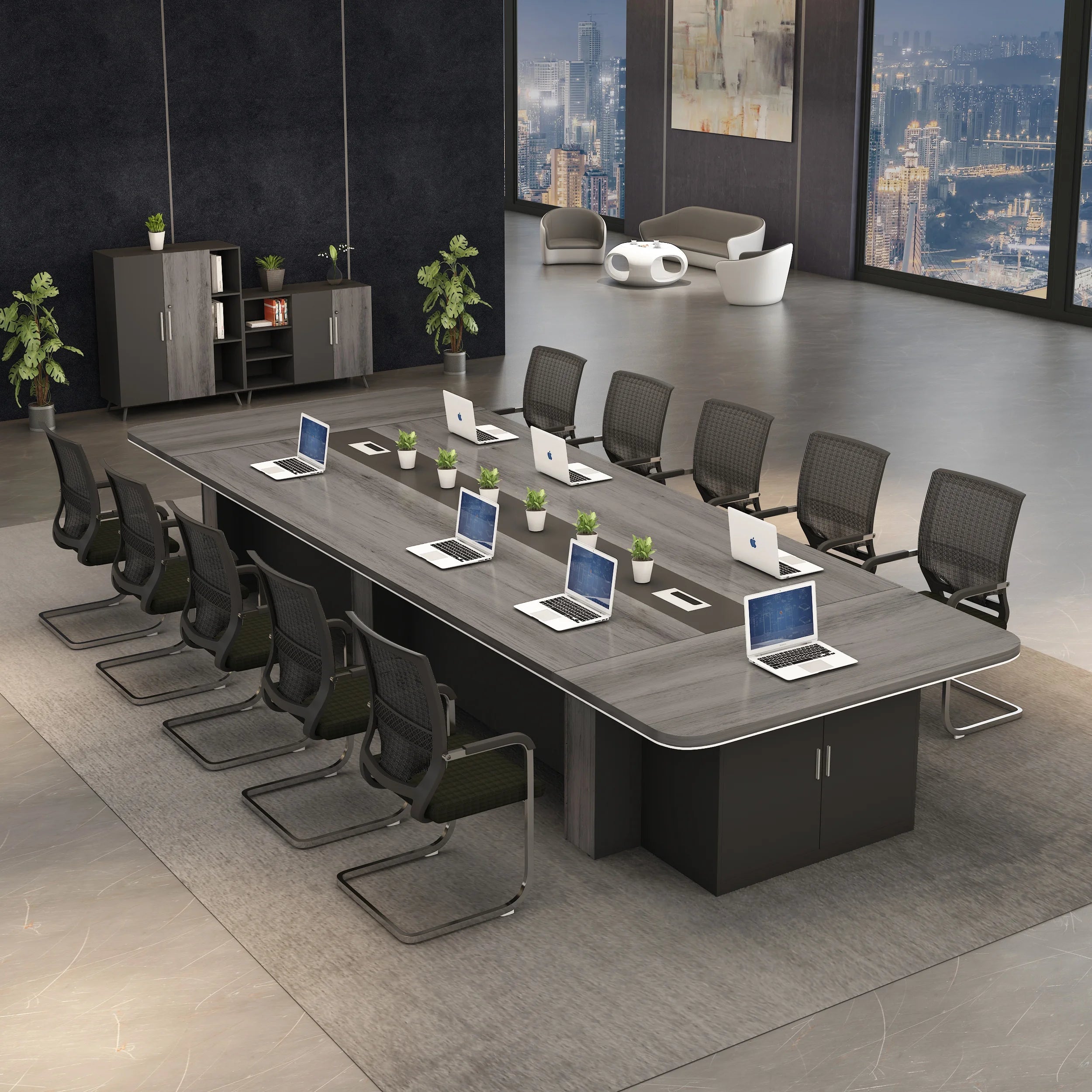 Modern Long Conference Table & Chairs for 8 people