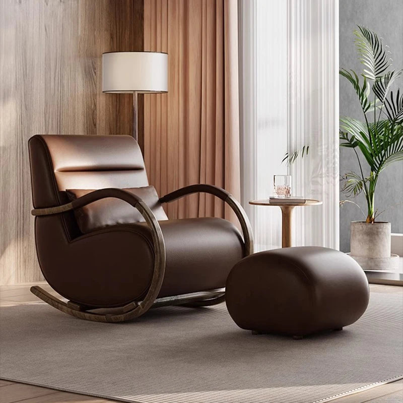 Nonslip Armrest Living Room Chairs Wood Simple Modern Recliner Rocking Chairs Nordic Lazy Ergonomic Sedie Da Soggiorno Furniture