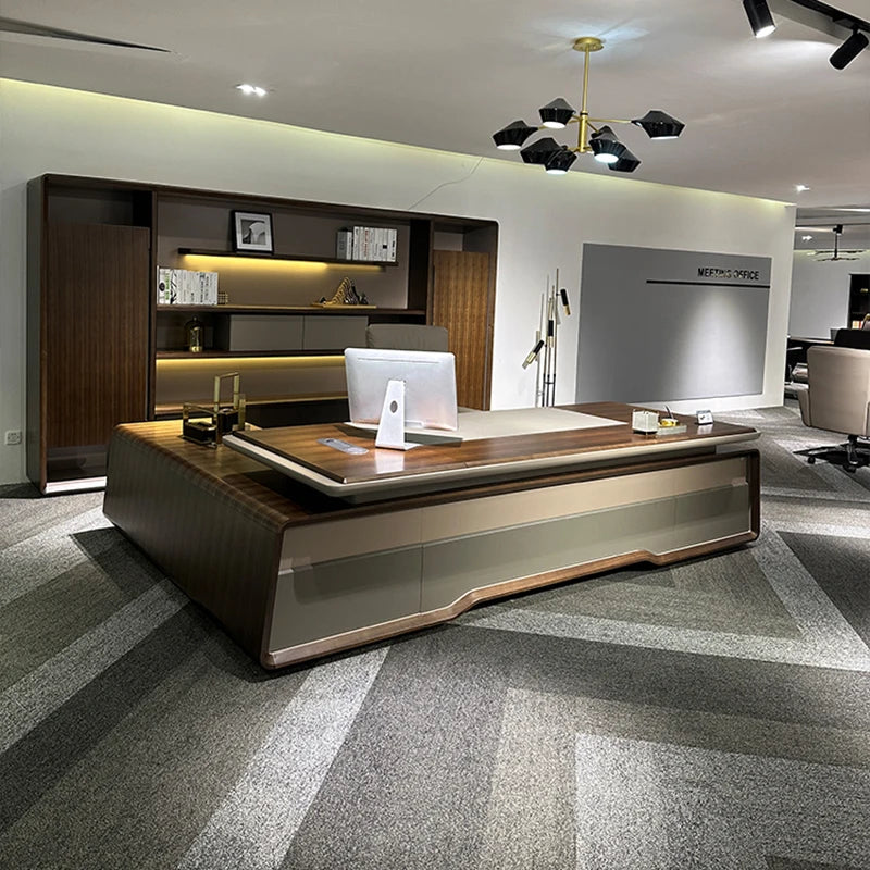 L-shaped student work office desk