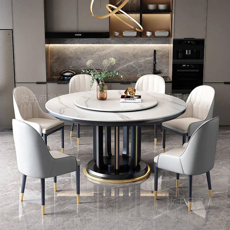 Modern Nordic dining tables with luxury gold accents