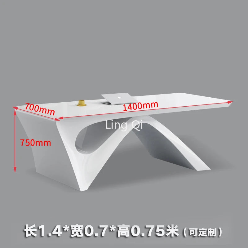 Designer Long Straight Office Desk White Vanity Girl Boss Drafting Computer Desks Cute Reception Bureau Meuble Home Furniture