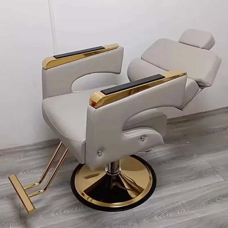 Luxury Barbershop Salon Chair – Leather Reclining, Swivel Hairdressing Chair, Barber Equipment
