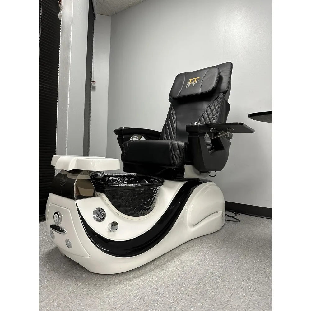 Pedicure Chair with Massage, Built-in Remote, Overflow Protection, 44"D x 44"W x 24"H Acetone-Resistant Leather,Pedicure Chair