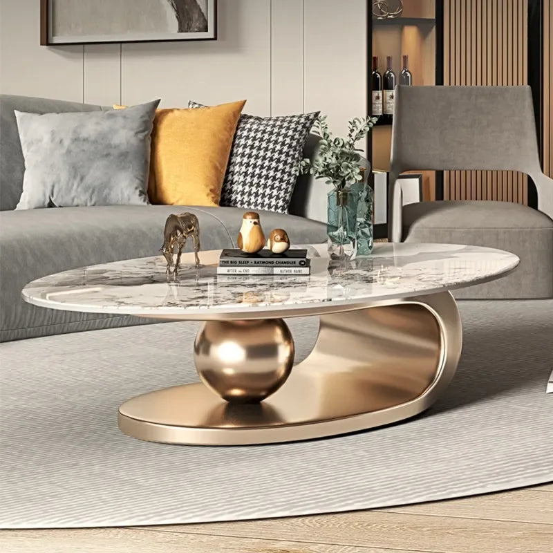Nordic Living Room Coffee Table – Modern Oval Design