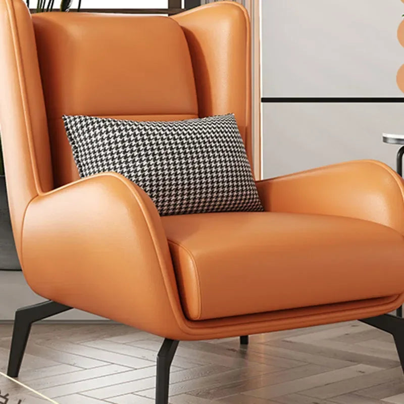 Modern Ergonomic Grey Leather Nordic Chair for Indoor Relaxation