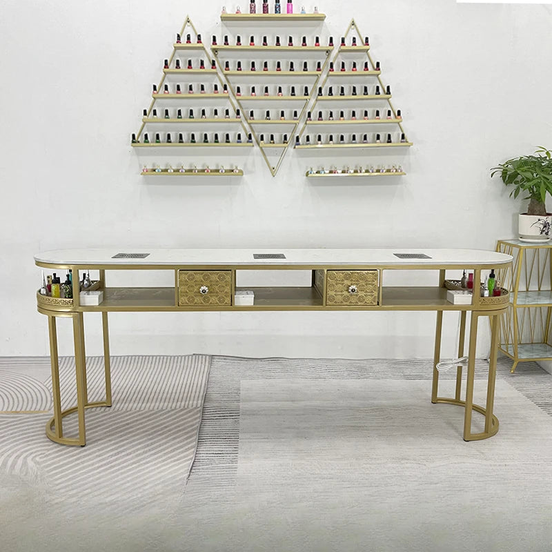 Design Gold Nail Desk Organiser Storage Modern Nordic Nail Table Light Luxury Stolik Do Paznokci Salon Equipment Furniture