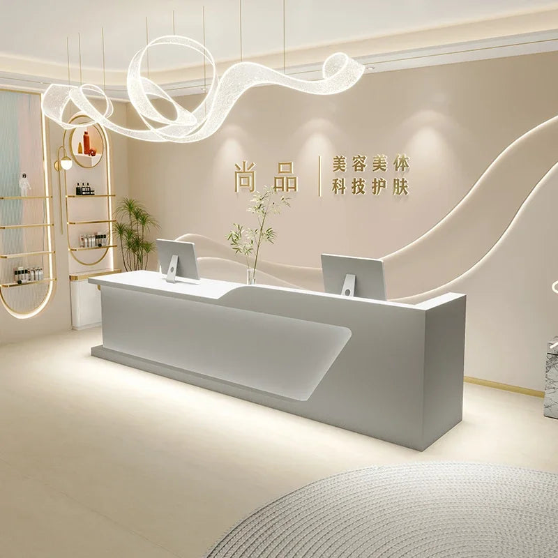 Podium Cashier Desk Office Party Reception Tables Counter Cosmetics Front Help Beauty Center Furniture Salon Storage Checkout