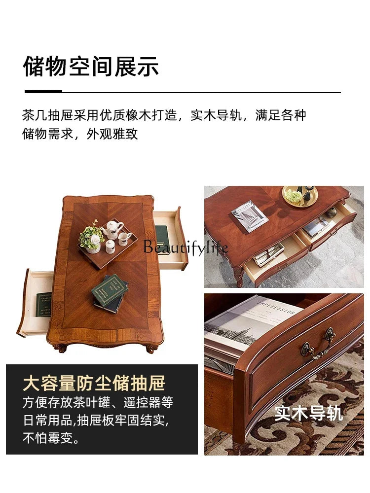 American Retro Solid Wood Coffee Table