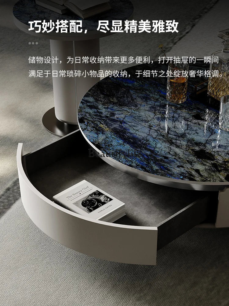 Light Luxury Round Stone Plate Coffee Table