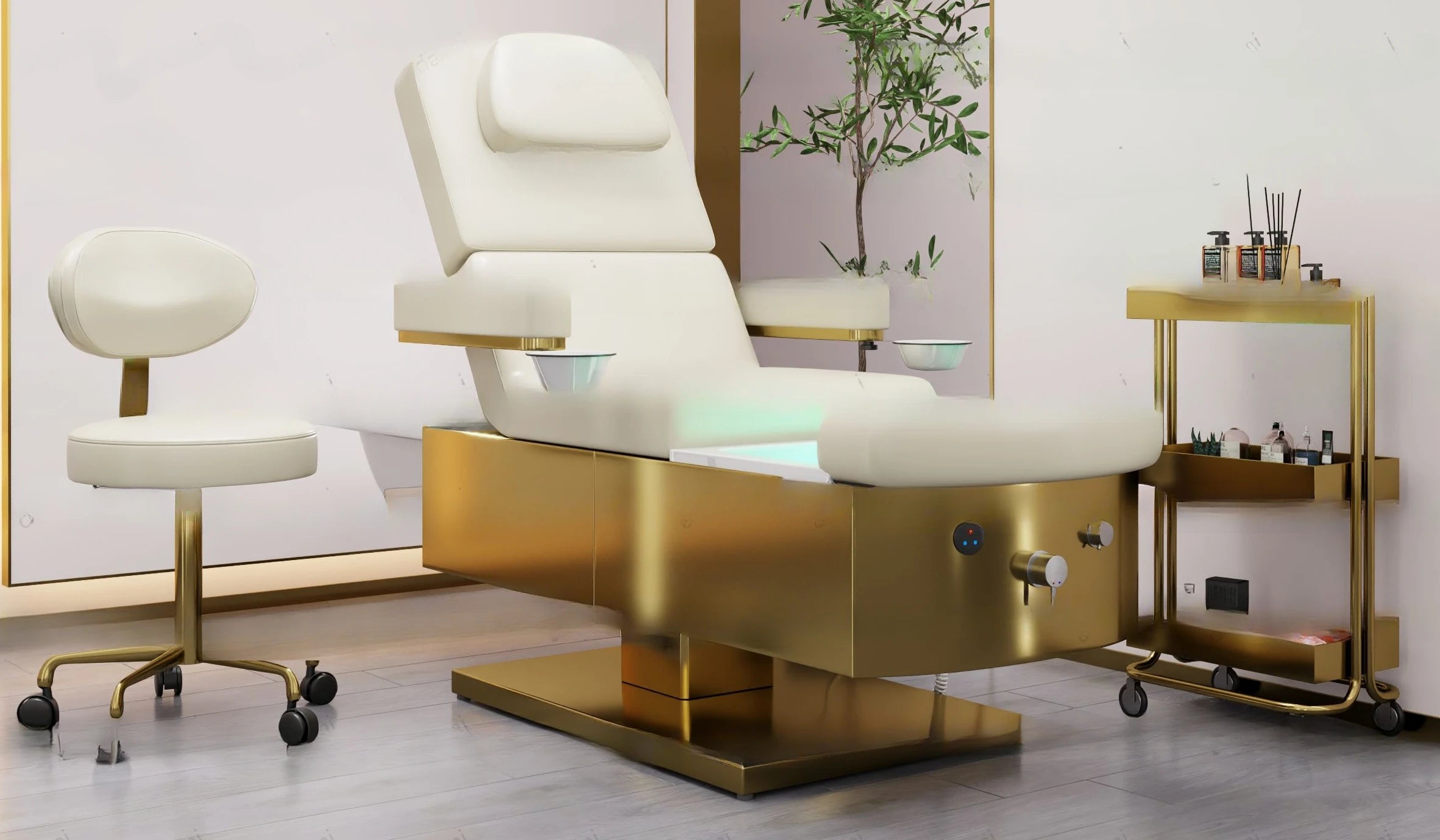 Triple Function Spa Bed – Heated Hair Washing & Massage Bowl, Water Therapy, Shampoo, Beauty Facial & Pedicure Bed with Steamer