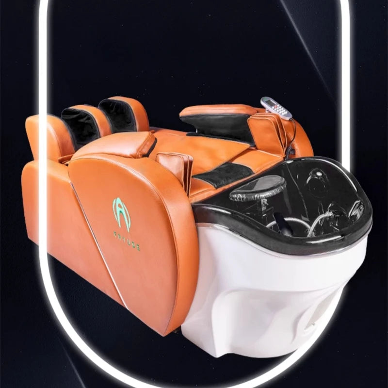 Thai Style Shampoo Bed Electric Reclining Massage Professionals Hairwash Bed Head Spa Cama De Champu Barber Station Furniture