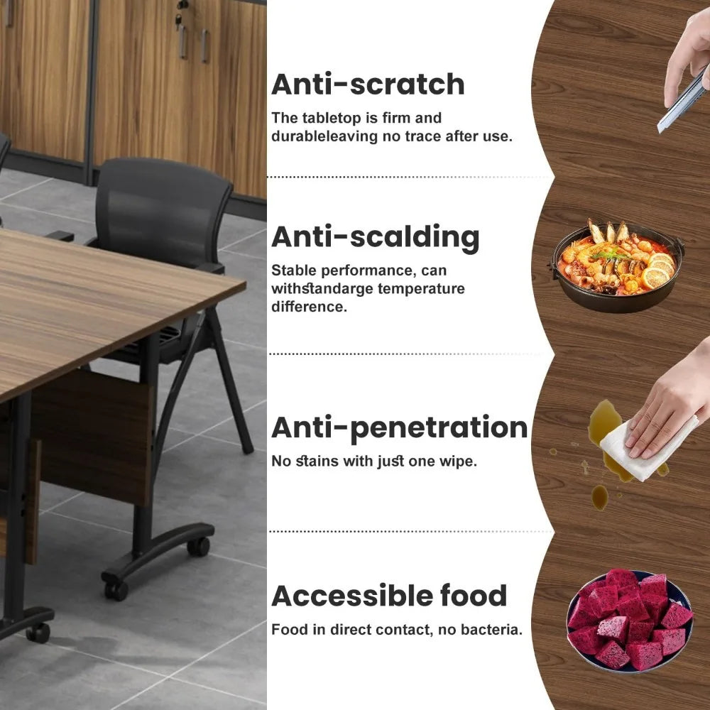 Conference TableFolding Conference Room Tables,Large Meeting Seminar Table for Conference Room,Modern Mobile Training Room Table
