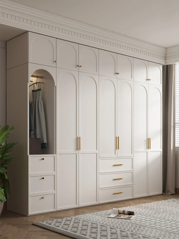 French wardrobe bedroom home desk dresser integrated storage cabinet Small apartment economy wardrobe