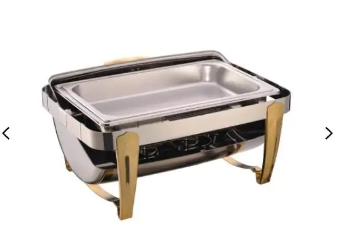 Rectangle Chafing Dish Food Warmer With Golden Feet stainless steel buffet dome top chafing dish serving set food warmer buffet