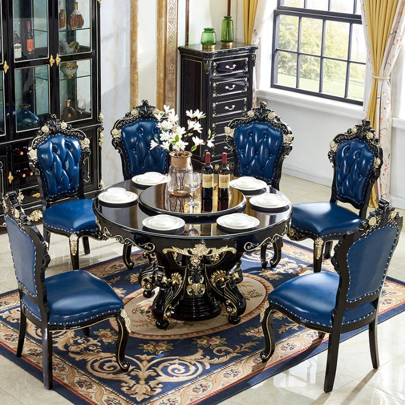 Light Luxury Black Marble European Dining Set