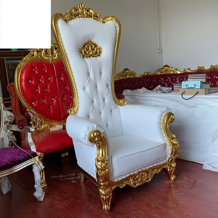 European Luxury Wedding Sofa – High Back Gold Royal Throne Chair