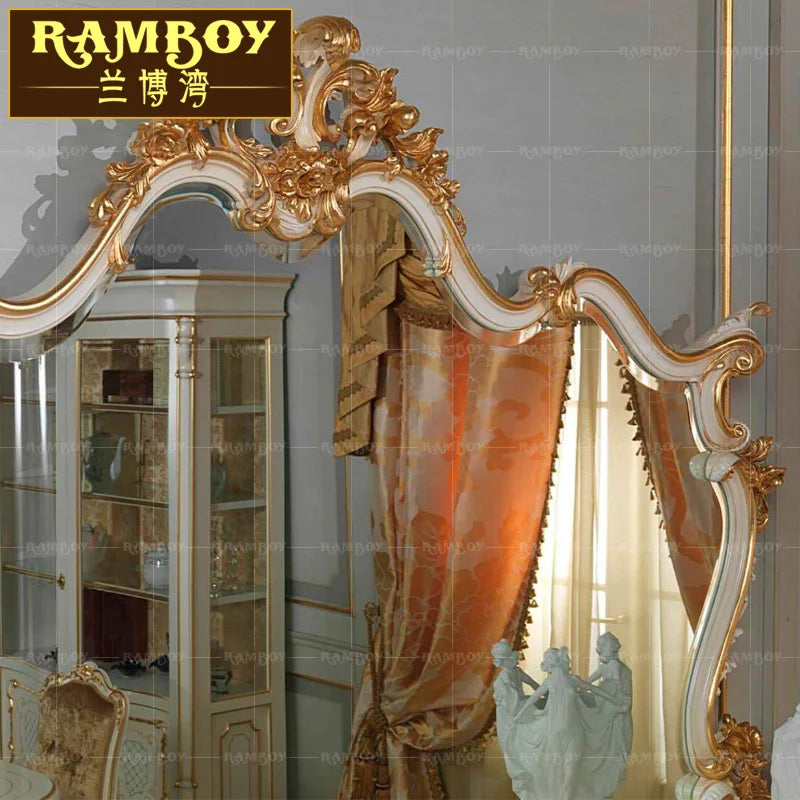 European side cabinet French style white solid wood carved restaurant tea cabinet living room locker villa custom