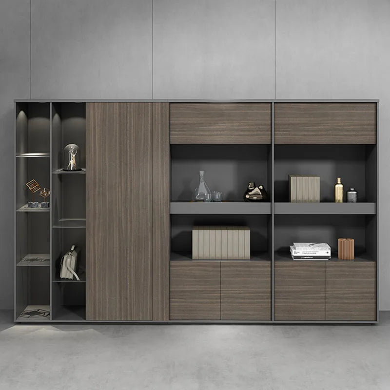 Wooden display filing cabinet with storage space, Italian-style open office cupboards, modern shelves, and modular furniture with drawers