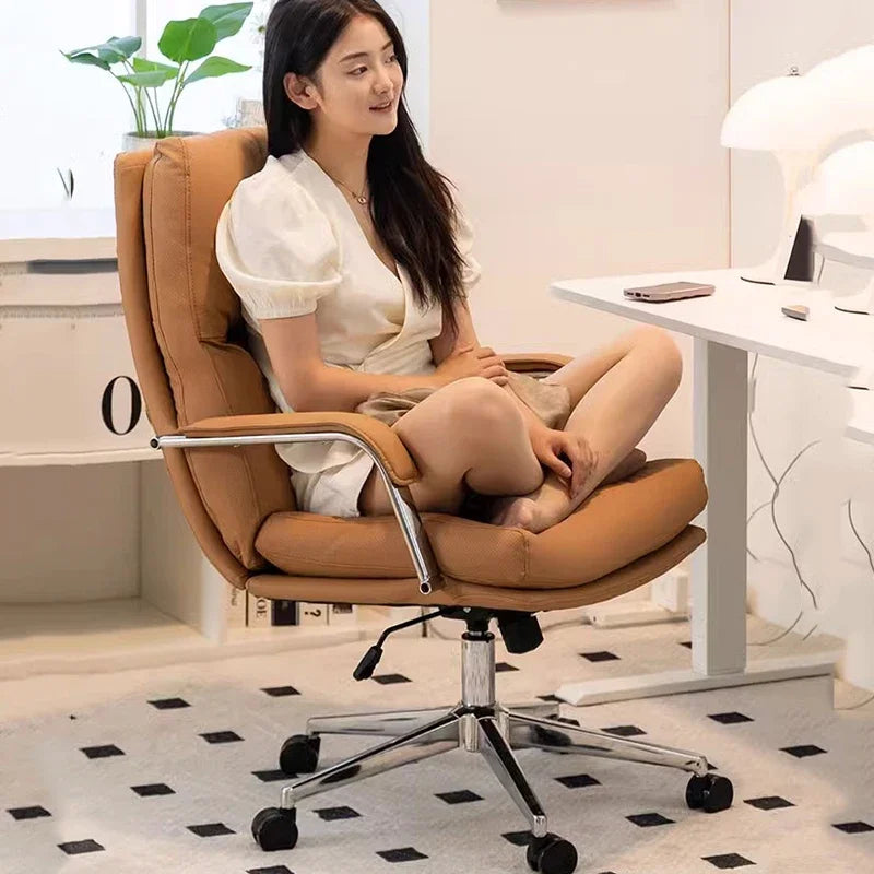 Luxury Ergonomic Office Chair Throne Salon Leather Designer Lounge Office Chair Nordic Portable Relaxing Stoel office furniture