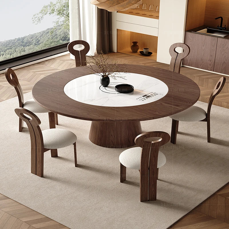 Luxury Dining Room Set – Ceramic Dining Table with Relaxing Chairs and Living Cabinets