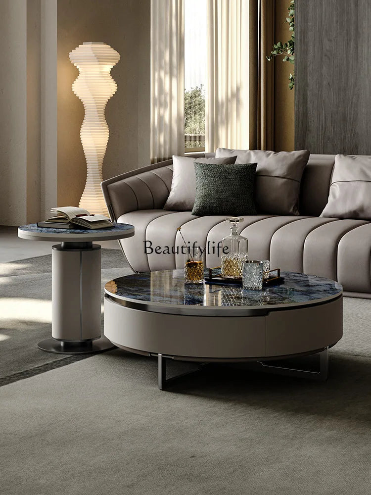 Light Luxury Round Stone Plate Coffee Table