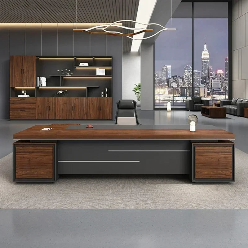 Mid-Century Modern L-Shaped Office Desk