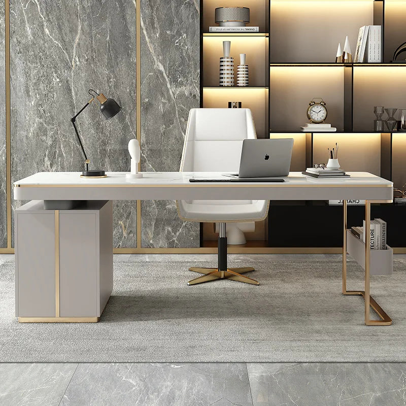 Modern Luxury Bespoke Office Table with Drawers – Custom Size for Workspace