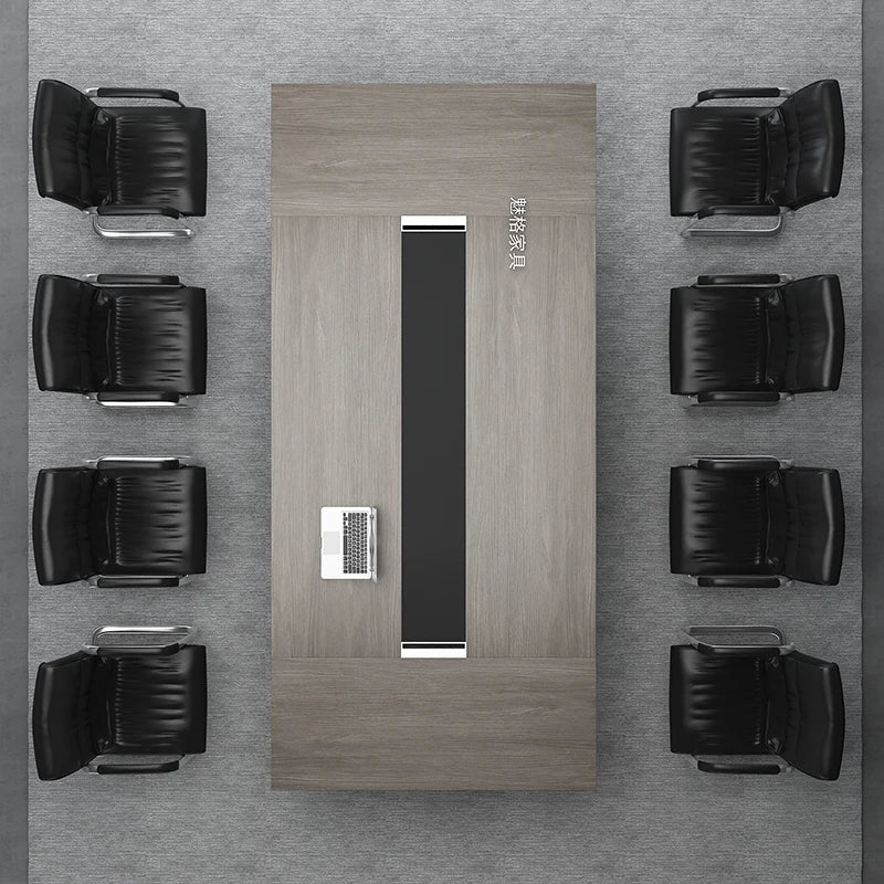 Modern Office Conference Table with Chairs, Long Desk and Reception Combo