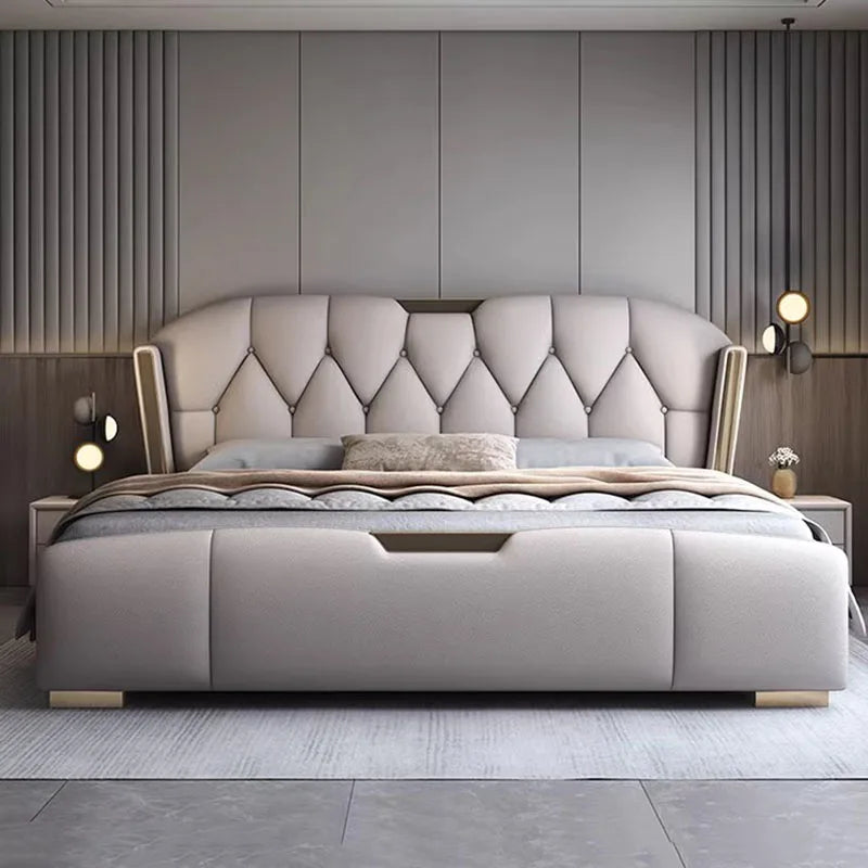 Aesthetic Nordic Queen Double Bed with Under-Storage