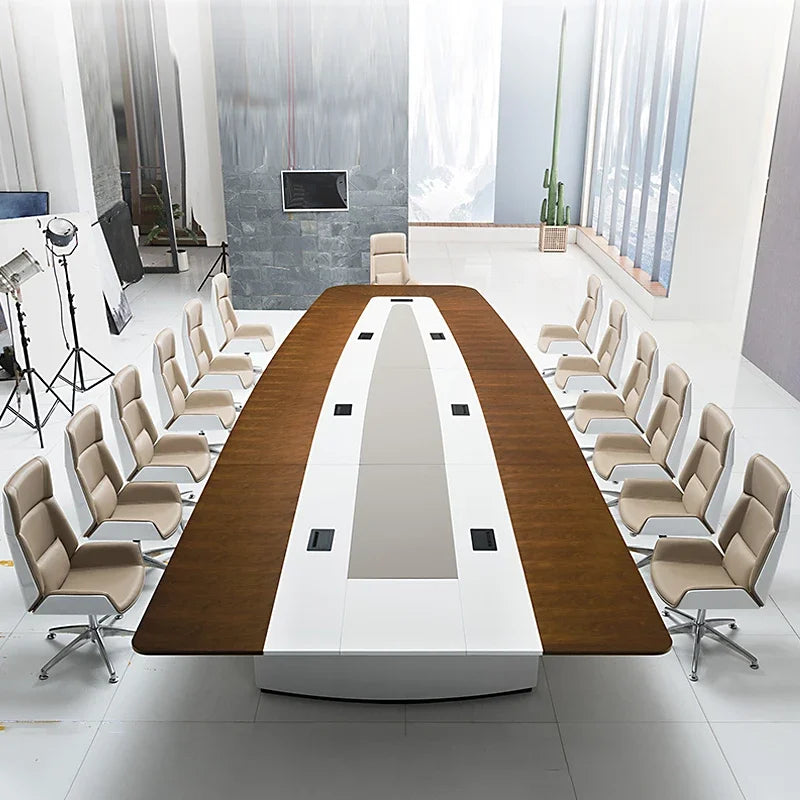 Modern Large Solid Wood conference Table and Chair