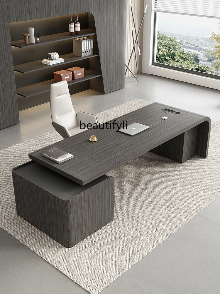 Boss Desk – Simple Modern High-End Single Manager Desk, Light Luxury President Desk for Office