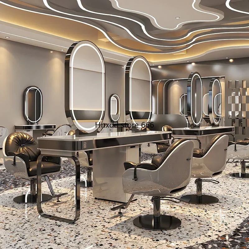 Table Hair Salon Cut Hair Double-Sided Table Hair Shop Perm Dyeing Mirror Table Makeup Mirror