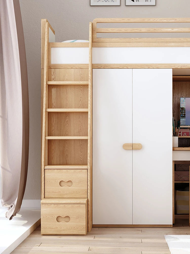 Solid wood wardrobe, bed, bed, desk, children&