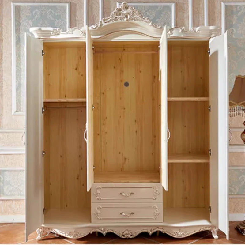 Custom European Gold Wardrobe – Luxury Clothes Organizer with Open Partition