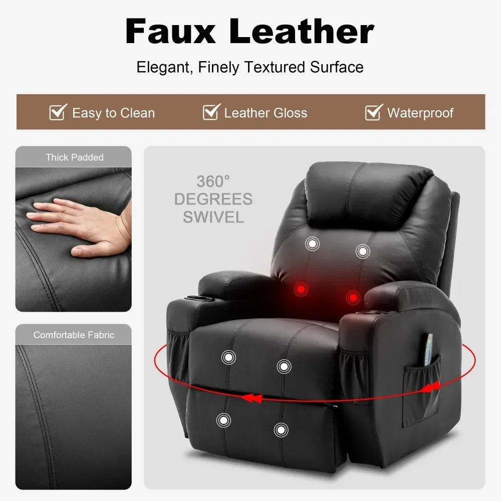 New Recliner Chair; Rocking Sofa with Massage and Heat Features.