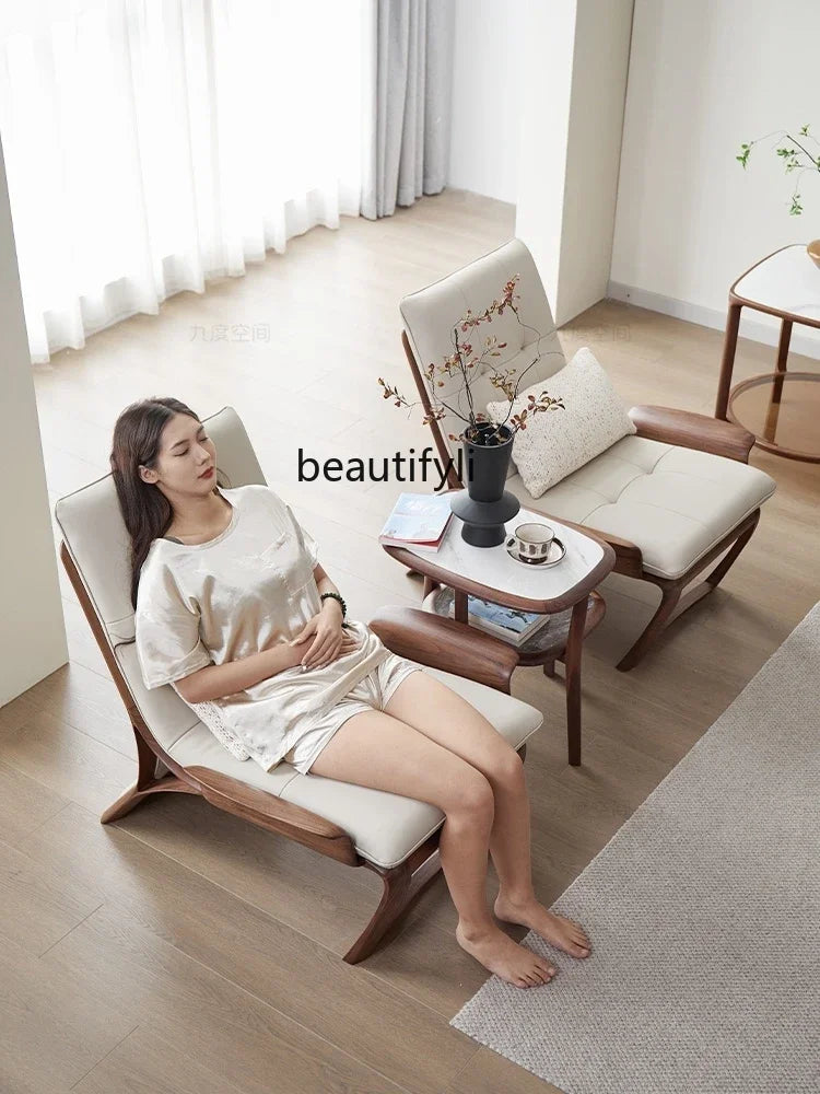 North America black walnut leisure leather recliner