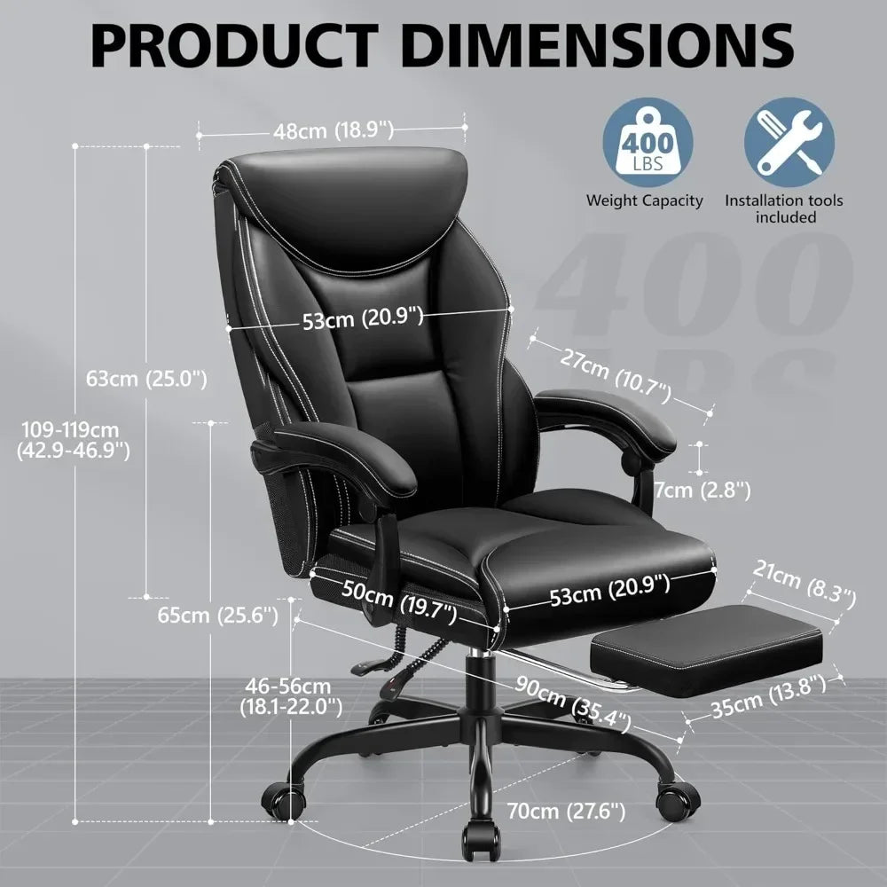 Ergonomic High Back Executive Office Chair with Footstool