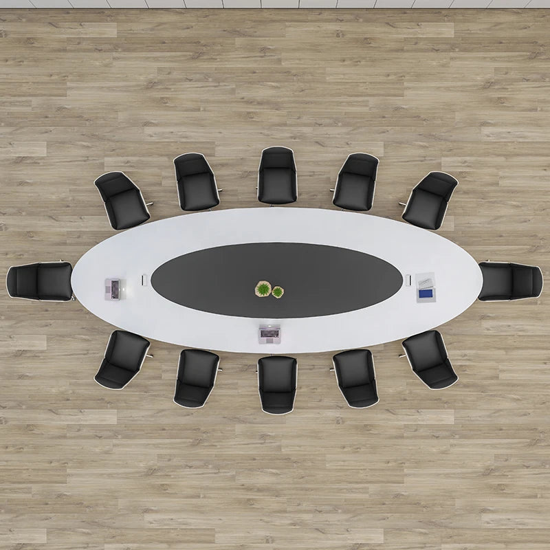 Oval painted conference table—modern design for office negotiations